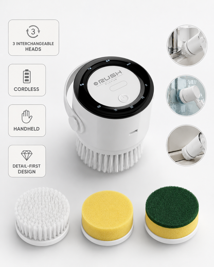 BILLHOL® Cordless Detail Cleaning Brush – Compact 3-Head Electric Scrubber
