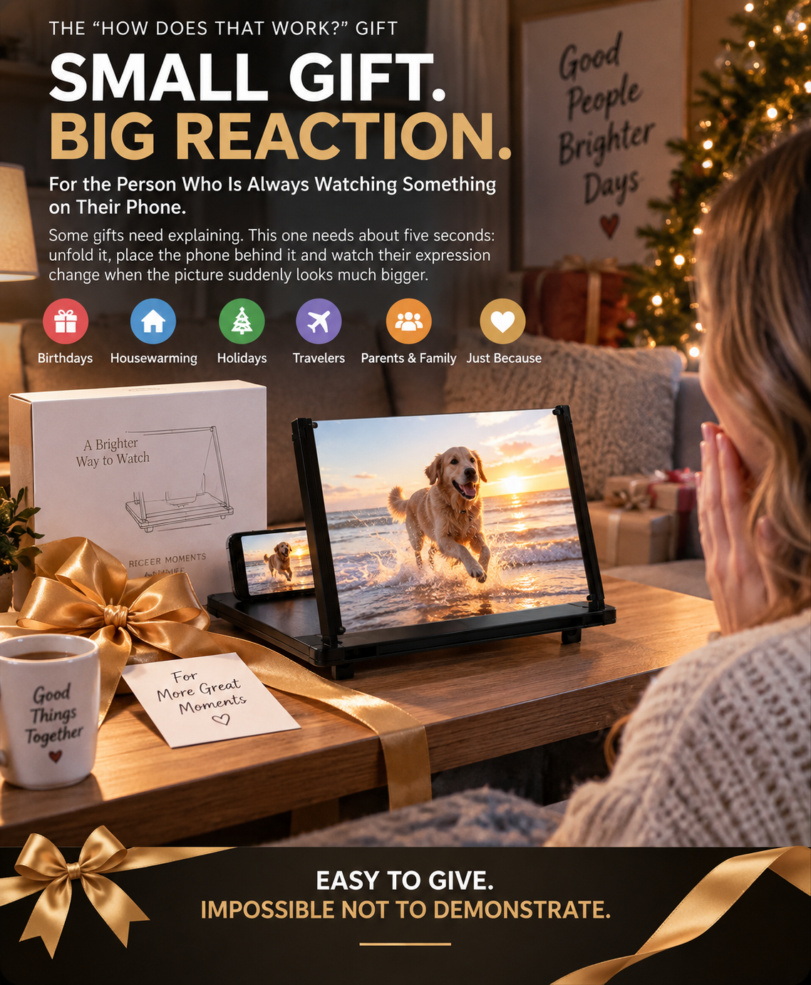 BILLHOL® 12-Inch Fold-Out Phone Screen Magnifier 📱– A Bigger View in Seconds
