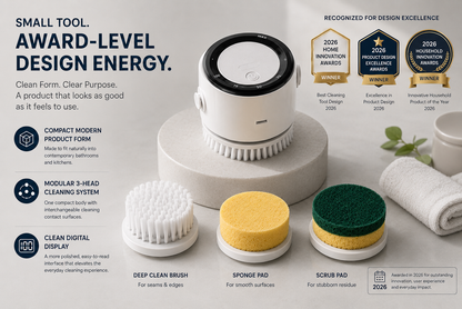 BILLHOL® Cordless Detail Cleaning Brush – Compact 3-Head Electric Scrubber