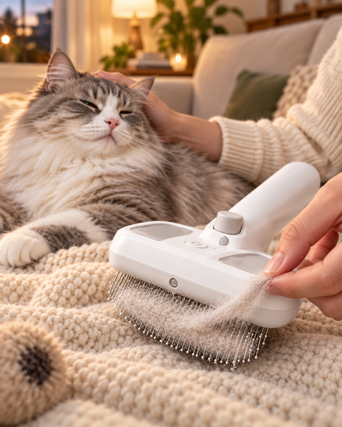 BILLHOL® Mist & Massage Pet Grooming Brush – Mist, Brush & Lift Away Loose Fur