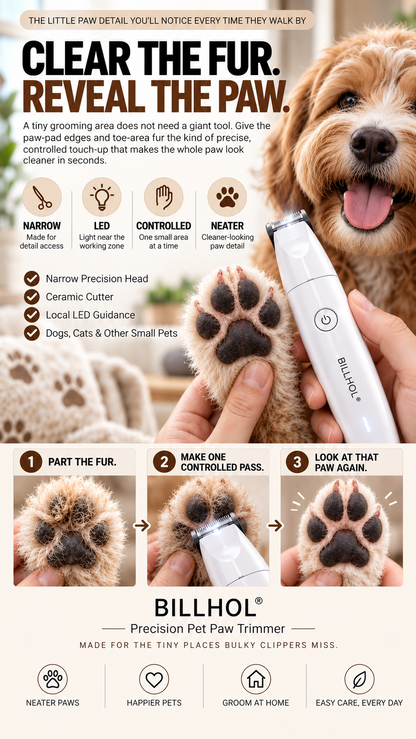 BILLHOL® Precision Paw Trimmer — Clear the Fur. Reveal the Paw.
