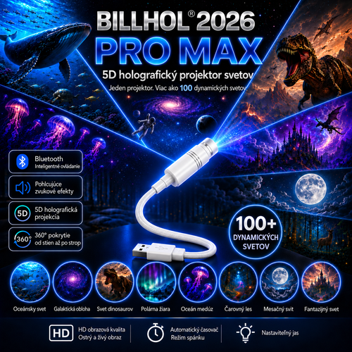 BILLHOL® 2026 PRO MAX – 5D inteligentný projektor svetov 💫 Vytvorte viac ako 100 pohlcujúcich svetov s Bluetooth ovládaním a vstavanými zvukovými efektmi.