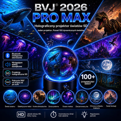 BVJ®✈️❤️2026 PRO MAX 5D – inteligentny projektor niezwykłych światów Odkrywaj ponad 100 zachwycających światów, sterując urządzeniem przez Bluetooth i korzystając z efektów dźwiękowych.