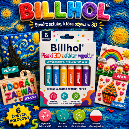 BILLHOL® 🫧 Pisaki 3D z efektem wypukłym – Zamień zwykłe rysunki w kolorowe dzieła 3D