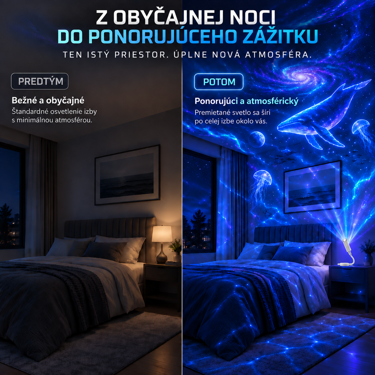 BILLHOL®  ❤️POHLCUJÚCI GALAKTICKÝ PROJEKTOR — 4 SVETY · GALAXIA · OCEÁN · DINOSAURY · POLÁRNA ŽIARA
