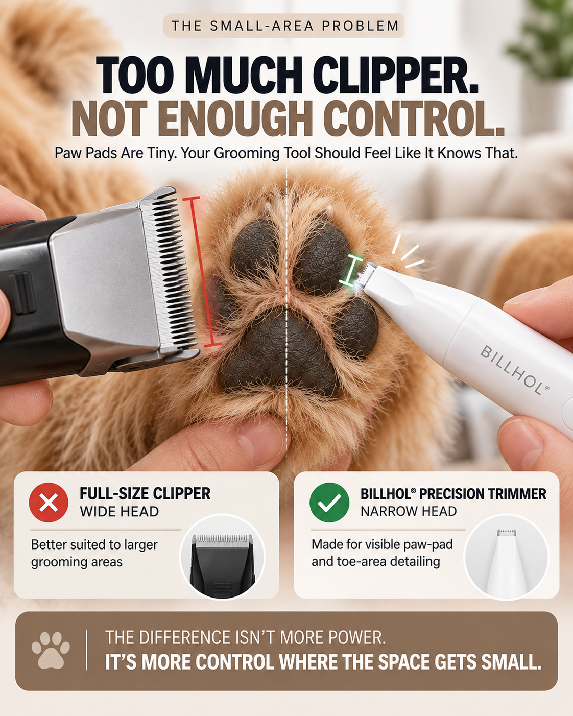 BILLHOL® Precision Paw Trimmer — Clear the Fur. Reveal the Paw.