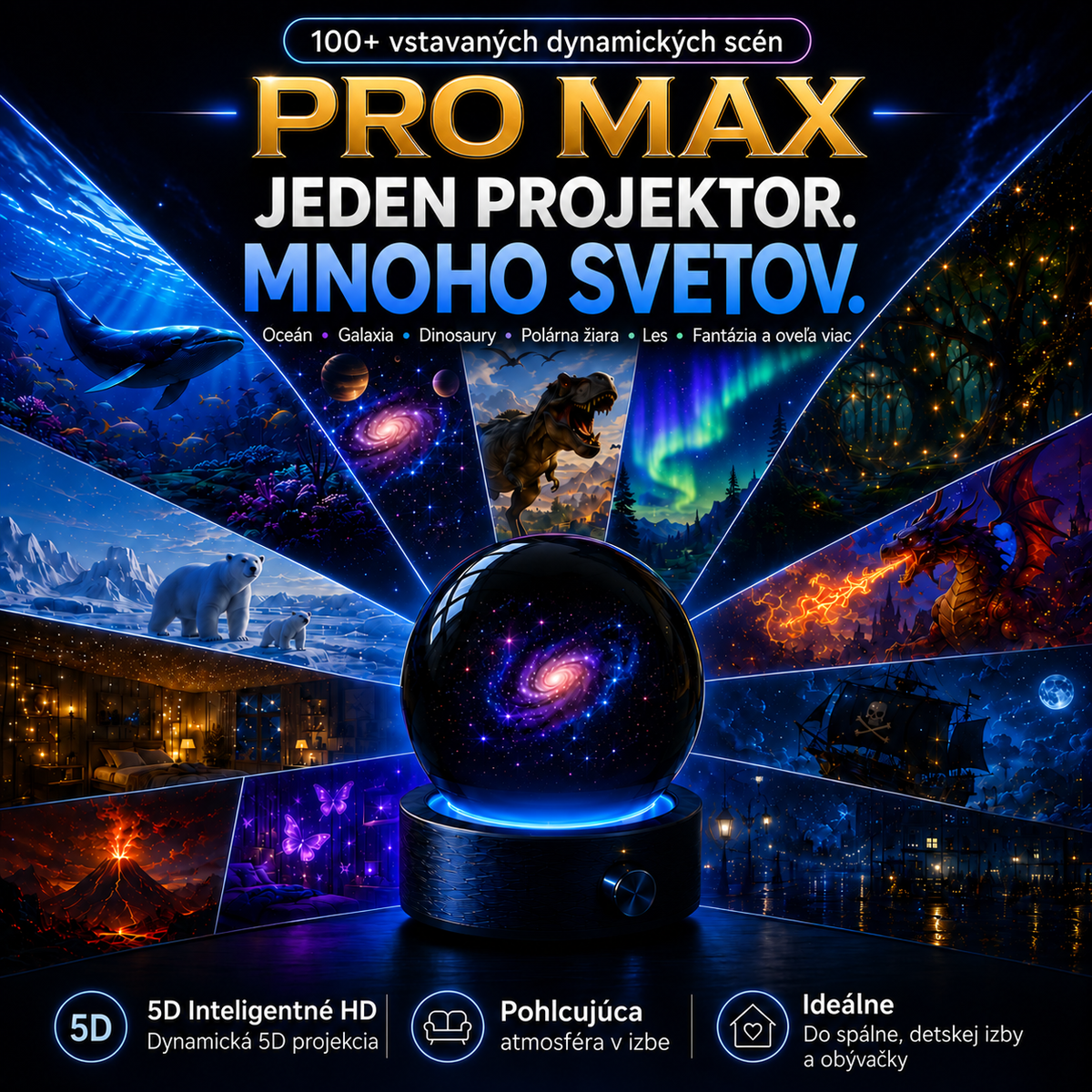 BILLHOL® 2026 PRO MAX – 5D inteligentný projektor svetov 🎗️ Vytvorte viac ako 100 pohlcujúcich svetov s Bluetooth ovládaním a vstavanými zvukovými efektmi.