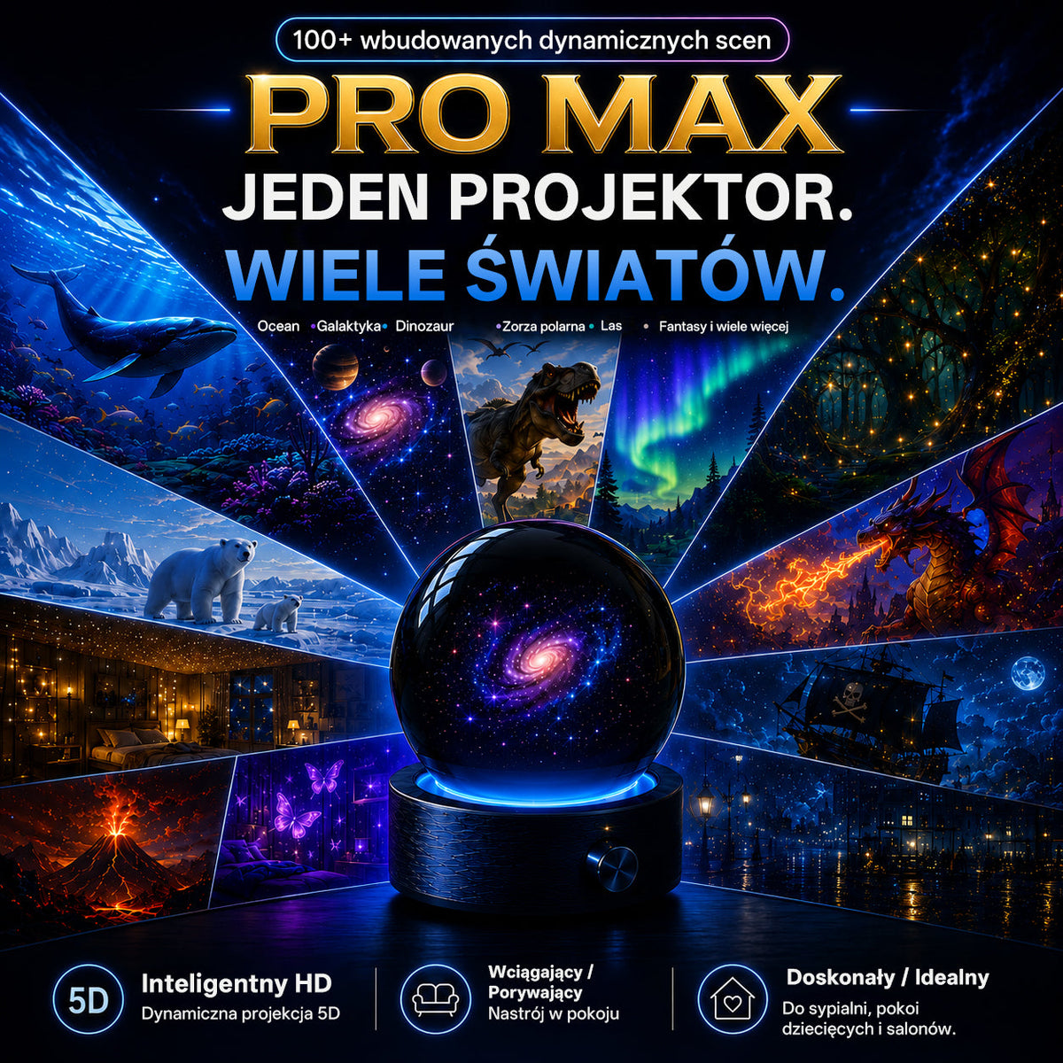 BVJ®✈️❤️2026 PRO MAX 5D – inteligentny projektor niezwykłych światów Odkrywaj ponad 100 zachwycających światów, sterując urządzeniem przez Bluetooth i korzystając z efektów dźwiękowych.