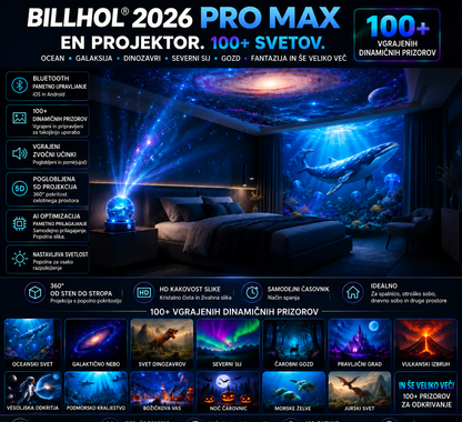 BILLHOL®🪐🌈  2026 PRO MAX 5D – pametni projektor več kot 100 osupljivih svetov z Bluetooth upravljanjem in zvočnimi učinki
