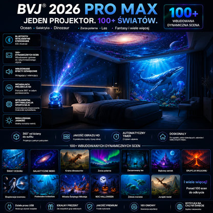 BVJ®✈️❤️2026 PRO MAX 5D – inteligentny projektor niezwykłych światów Odkrywaj ponad 100 zachwycających światów, sterując urządzeniem przez Bluetooth i korzystając z efektów dźwiękowych.