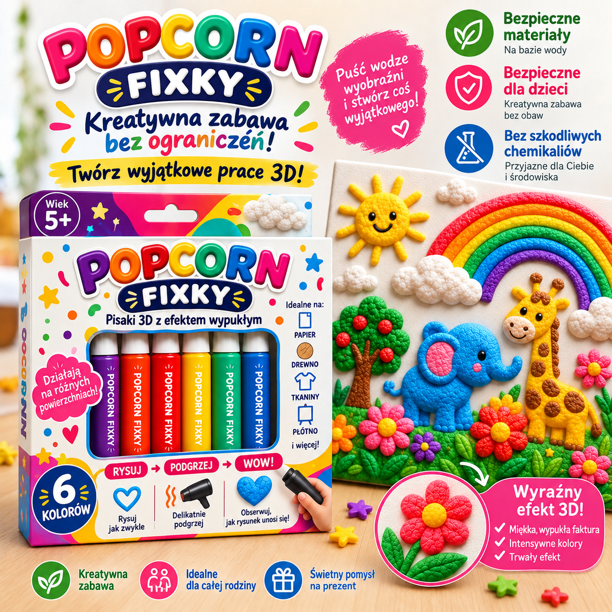 BILLHOL® 🫧 Pisaki 3D z efektem wypukłym – Zamień zwykłe rysunki w kolorowe dzieła 3D