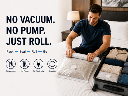 BILLHOL® PUMP-FREE TRAVEL COMPRESSION BAGS 🧳 – SAVE UP TO 80% PACKING SPACE, NO VACUUM OR PUMP NEEDED