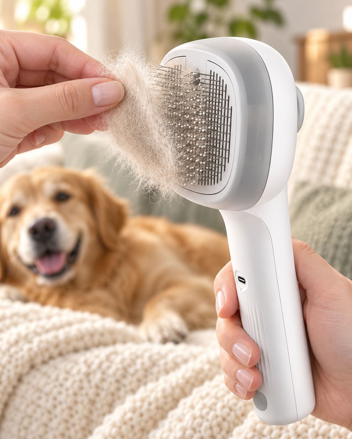 BILLHOL® Mist & Massage Pet Grooming Brush – Mist, Brush & Lift Away Loose Fur