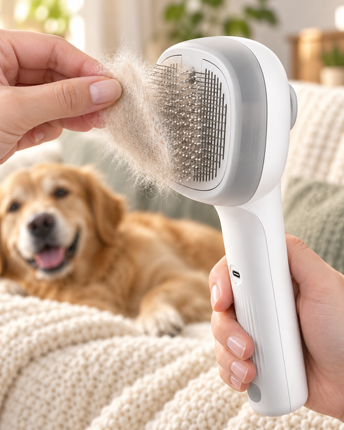 BILLHOL® Mist & Massage Pet Grooming Brush – Mist, Brush & Lift Away Loose Fur