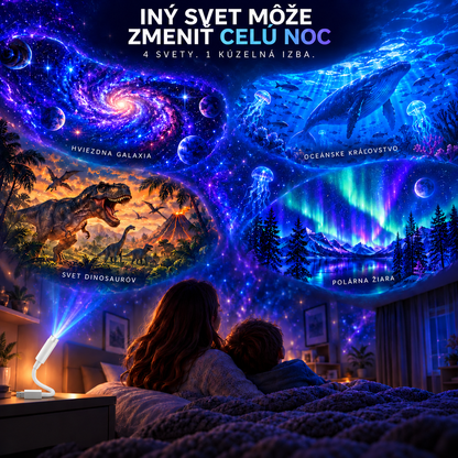 BILLHOL®  ❤️POHLCUJÚCI GALAKTICKÝ PROJEKTOR — 4 SVETY · GALAXIA · OCEÁN · DINOSAURY · POLÁRNA ŽIARA