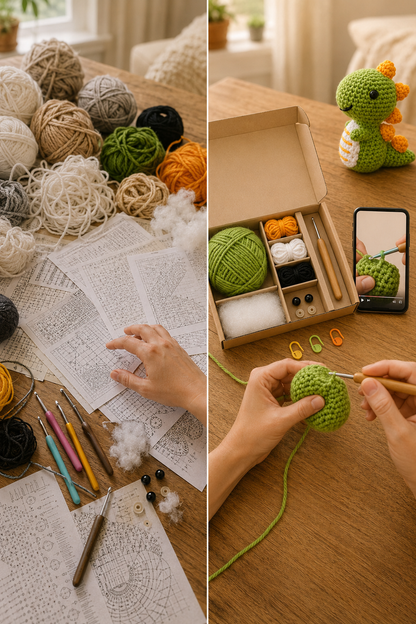 BILLHOL® Easy Crochet Dinosaur Kit for Beginners 🦖 – Make Your First Little Dino