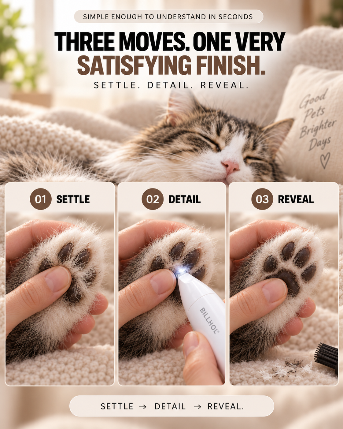 BILLHOL® Precision Paw Trimmer — Clear the Fur. Reveal the Paw.