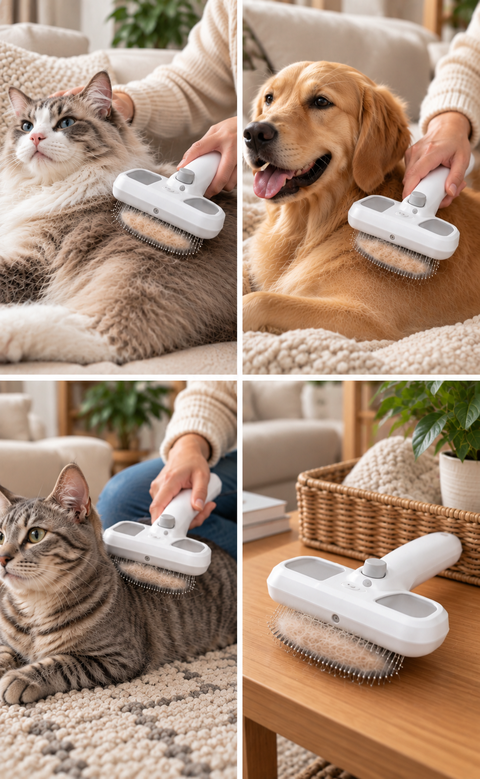BILLHOL® Mist & Massage Pet Grooming Brush – Mist, Brush & Lift Away Loose Fur