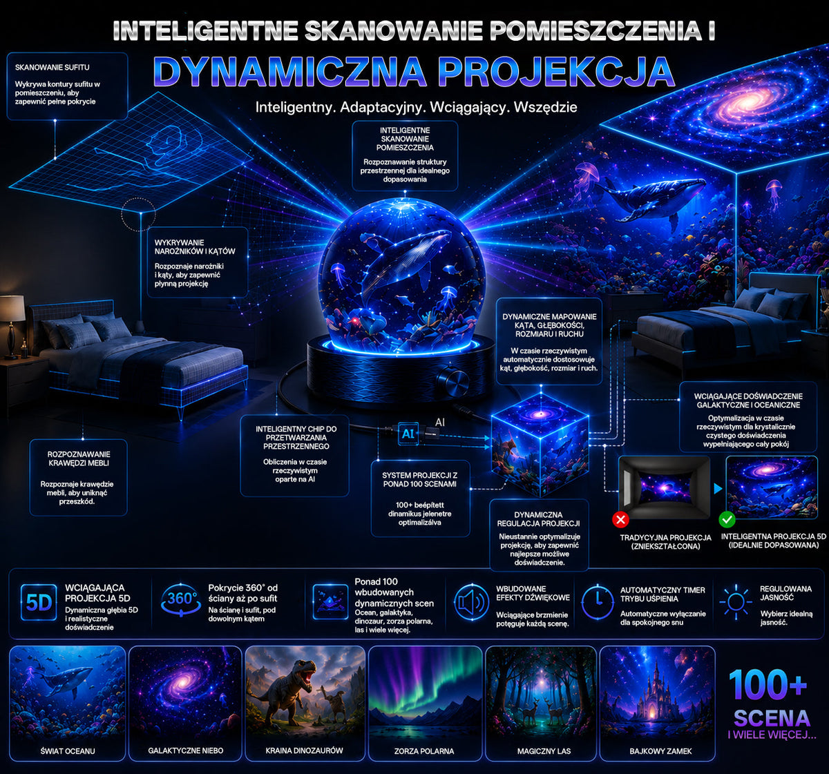 BVJ®✈️❤️2026 PRO MAX 5D – inteligentny projektor niezwykłych światów Odkrywaj ponad 100 zachwycających światów, sterując urządzeniem przez Bluetooth i korzystając z efektów dźwiękowych.