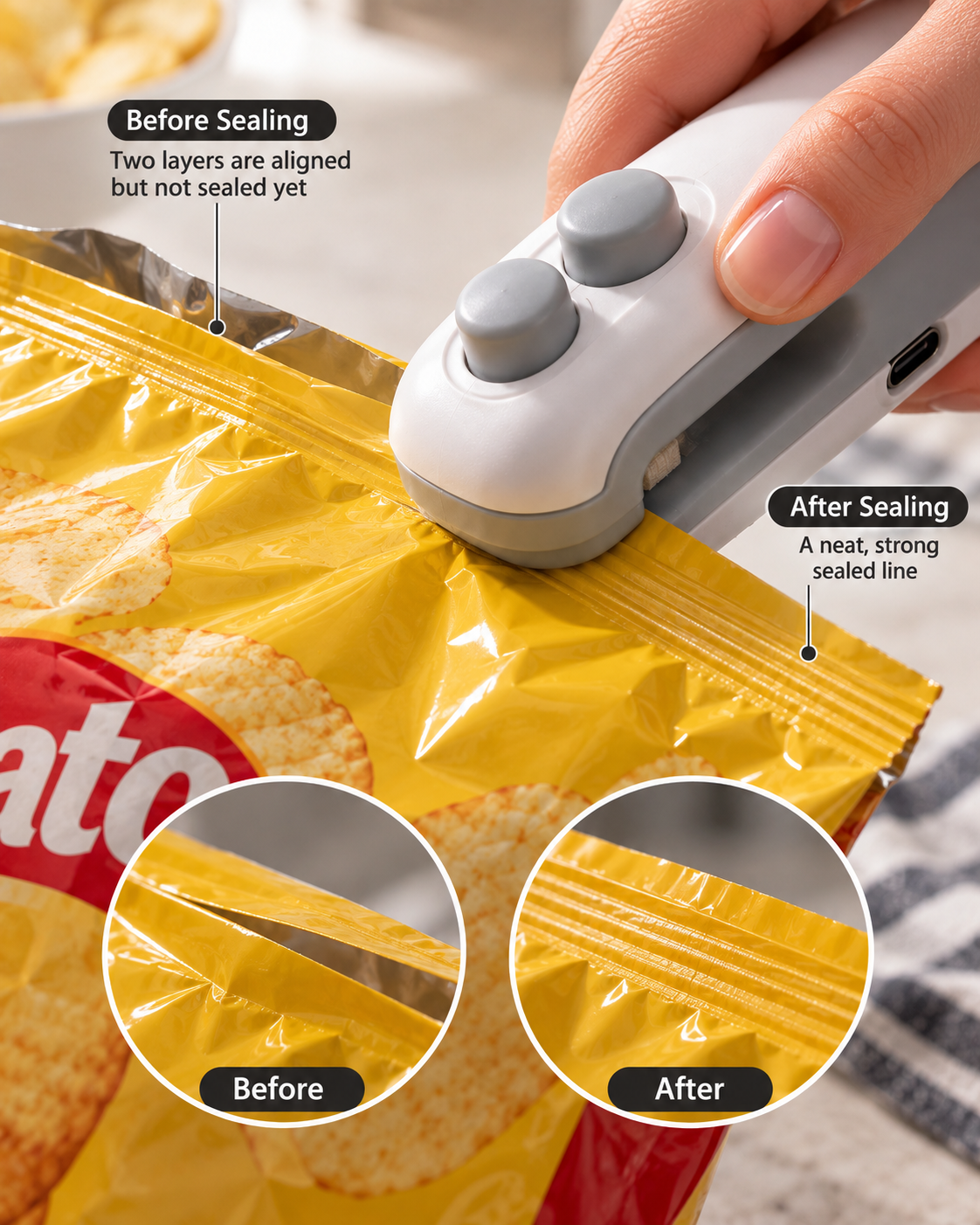 BILLHOL® Mini Bag Sealer – Reseal Open Snack Bags in Seconds