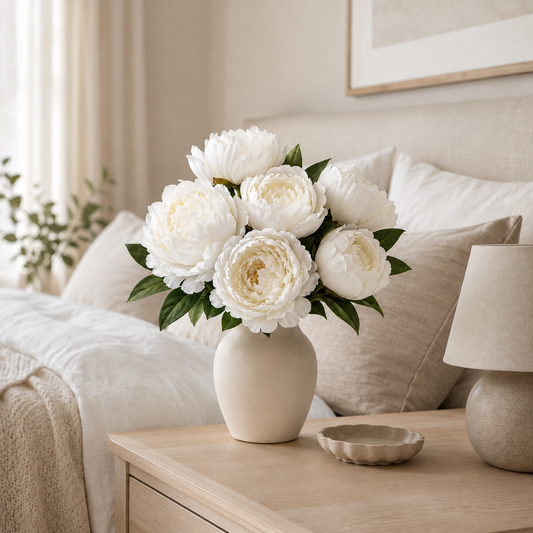 Luxury Artificial White Peony Flowers