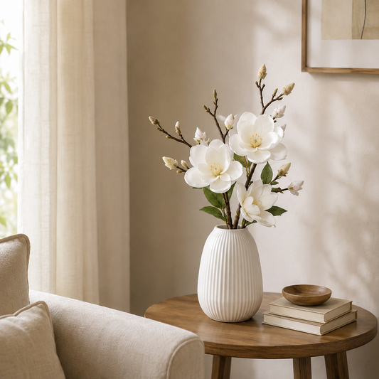 Premium Artificial White Magnolia Branches