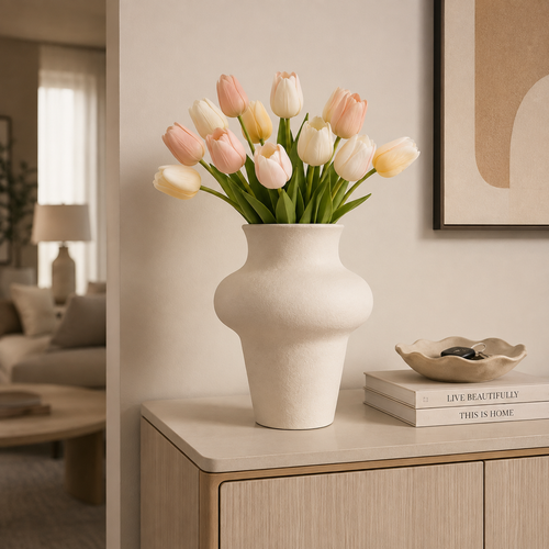 Artificial Mixed‑Color Tulip Bouquet